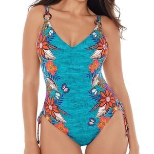 Skinny Dippers Miraclesuit Bamboo Shape Shifter V-Neck one piece swimsuit size M